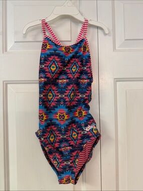 Dolfin Pink and White Striped Girls Swimwear